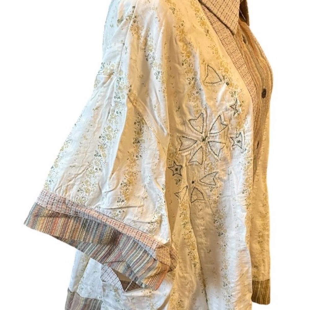 POL Printed Button Down Patchwork Short Sleeve Sh… - image 9